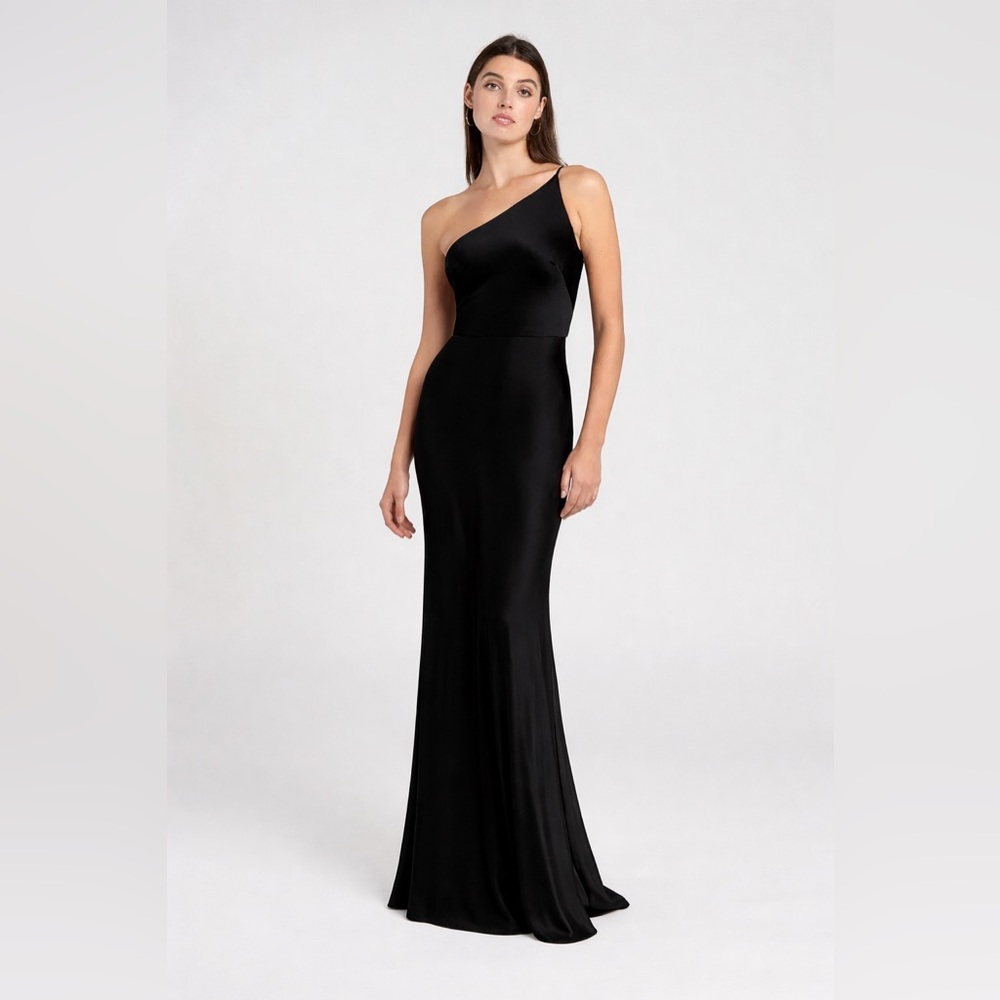 Jenny Yoo One-Shoulder Black Evening Gown
